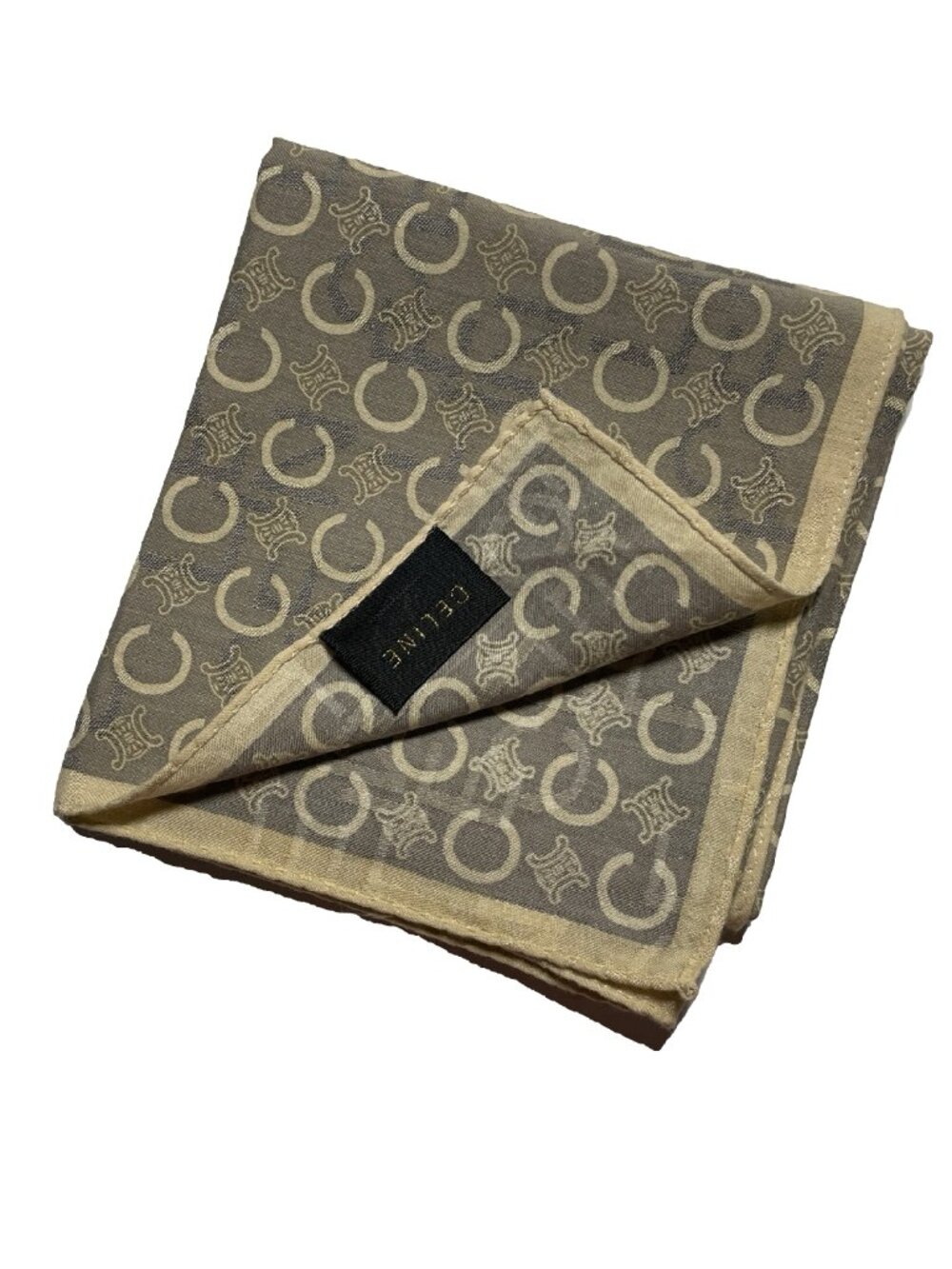 Celine Vintage Cotton Scarf Monogram & Horseshoe Inspired Pattern
